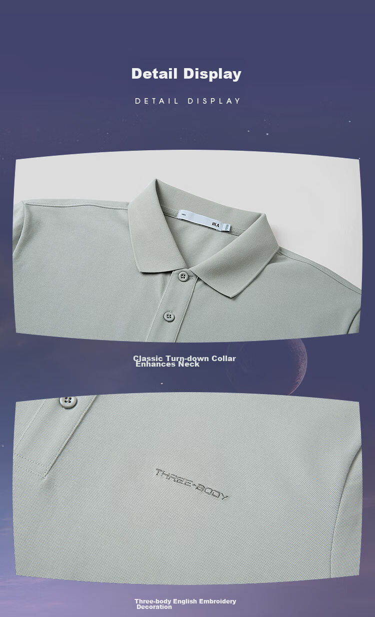 HLAHLA Short Sleeve Polo Shirt 26 Three-Body Collaboration Series Cooling Moisture-Wicking Men's Summer Short Sleeve 10