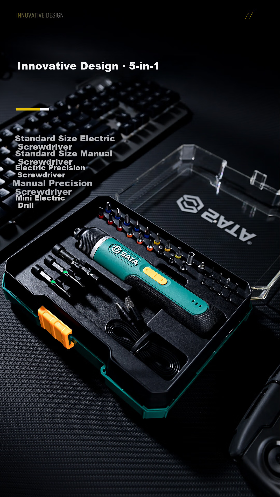 SATA 32-Piece Screwdriver Set 3.7V Electric Screwdriver Kit for Home Installation and Digital Repair 2