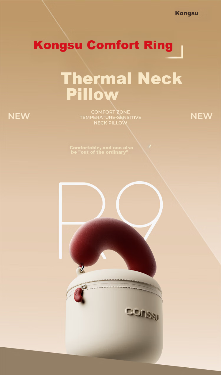 Kongsu U-Shaped Neck Pillow Travel Neck Support Pillow for Airplane Train High-Speed Rail Portable Long-Distance Travel Neck Cushion with Cover 3