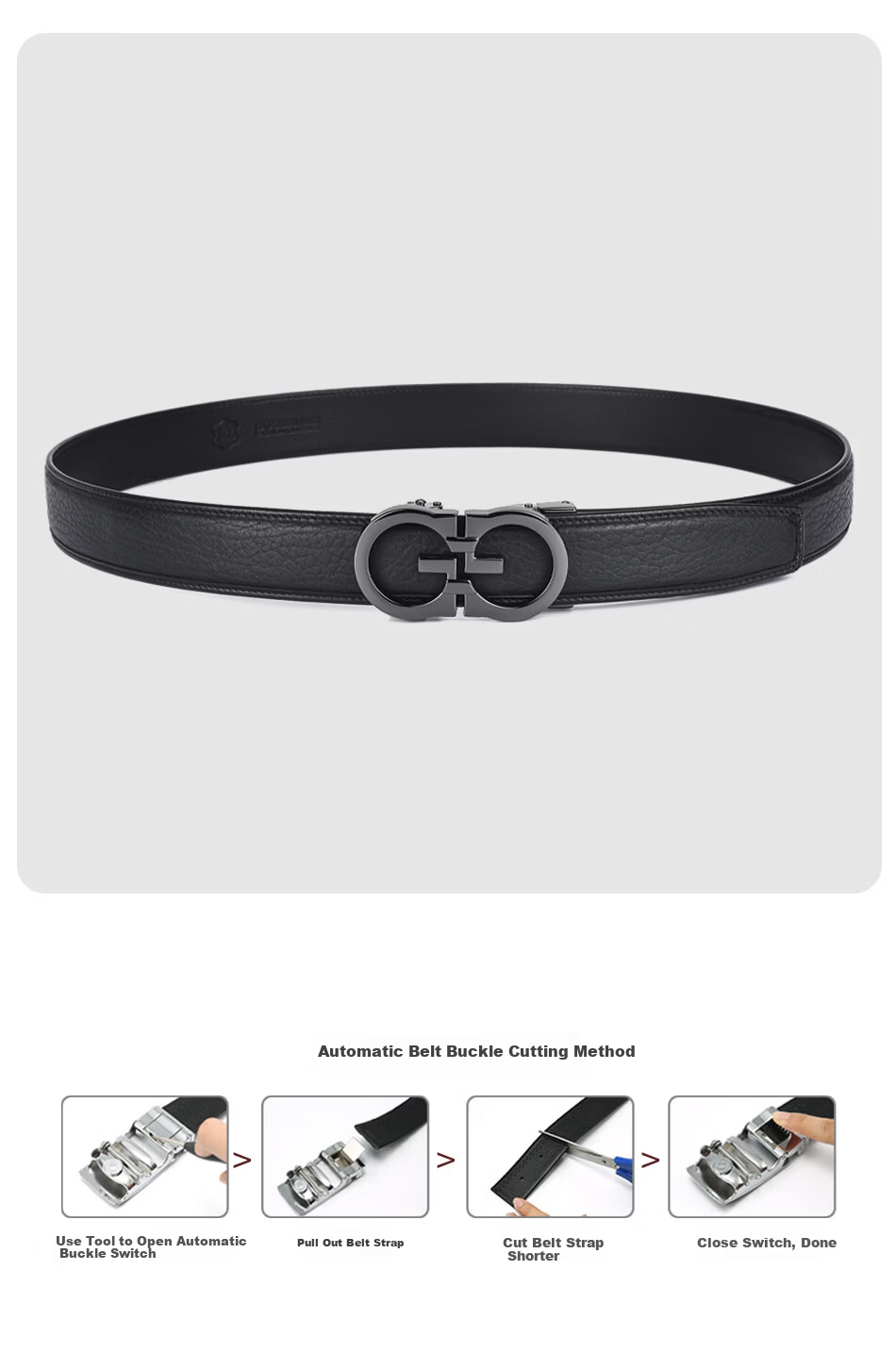 BOSSSUNWEN Bosshenwei Sea Lion Genuine Leather Automatic Buckle Belt Gift for Boyfriend Husband Birthday Anniversary High-End Business Gift Box 12