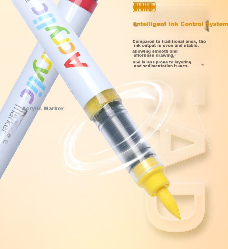 Direct Liquid Soft Tip Acrylic Markers 48 Colors Student Set Non-Transparent Layerable Watercolor Paint Pens Gift Box 5