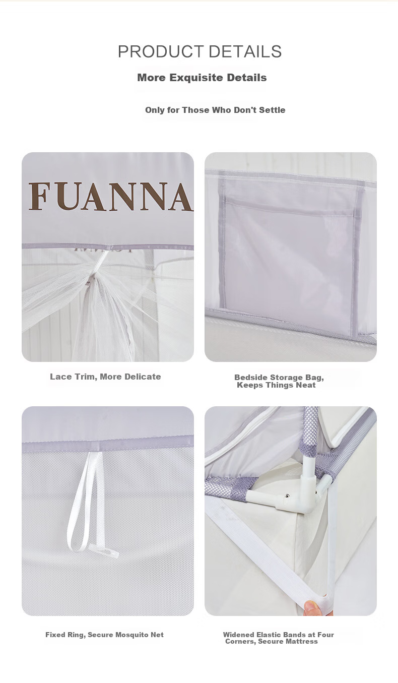 Fuanna Children's Class A Anti-Fall Mosquito Net Children's Playpen Mosquito Net Home Three-Door Encrypted Anti-Drop Single Mosquito Net 1.8m 12