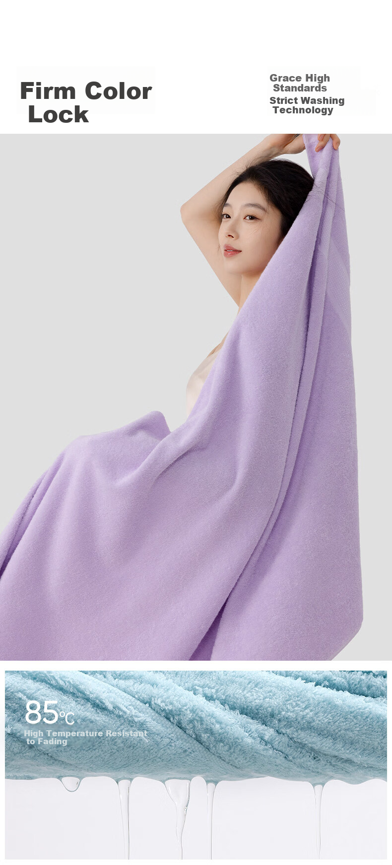 Grace Morning Mist Series Thickened Pure Cotton Bath Towel Adult Unisex All Cotton Bath Wrap Absorbent Skin-Friendly Sports Towel Blue 8