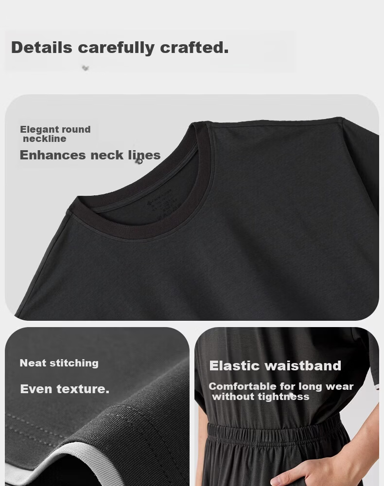 Grace Men's Modal Short Sleeve and Shorts Summer Pullover Loungewear Set High Elasticity Cool Comfortable Loose Fit Suitable for Outdoor Wear 5