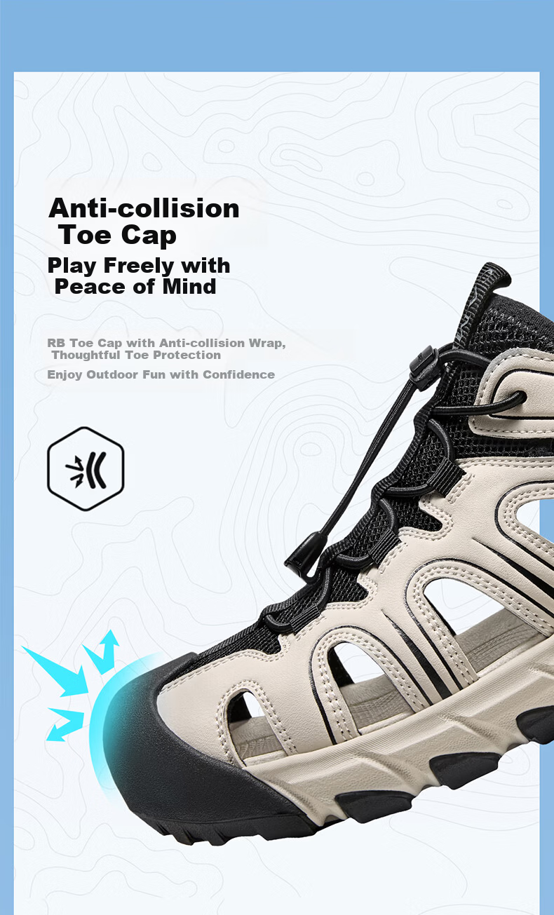 CAMEL Summer Breathable Anti-Kick Slip-On Outdoor Hiking Casual Sports Sandals G16M076036 Off-White/Black Size 38 5