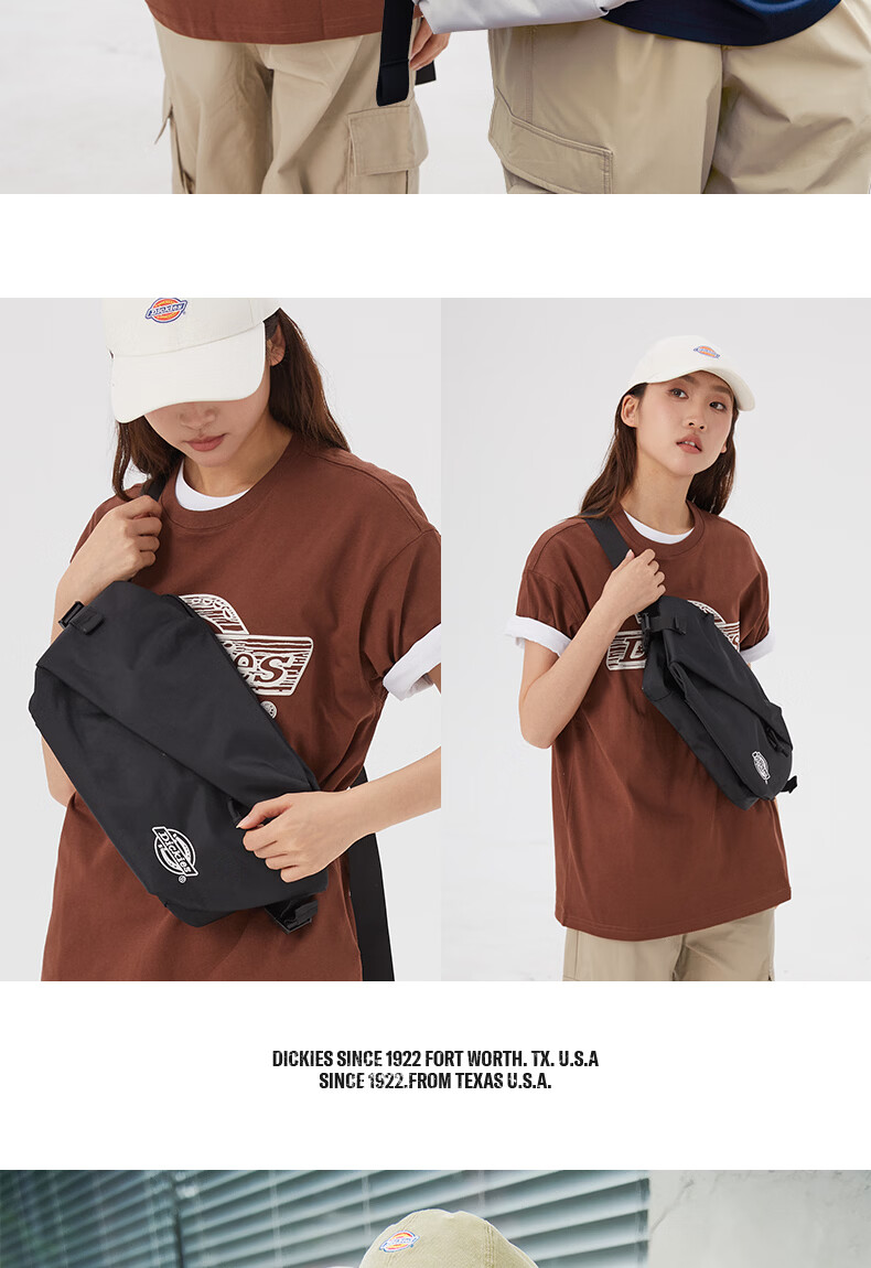 Dickies Shoulder Crossbody Bag for Men with Multiple Compartments, Chest Pack DK Cycling Sports Multifunctional Waist Pack Casual Style Large Capacity Phone Bag 12