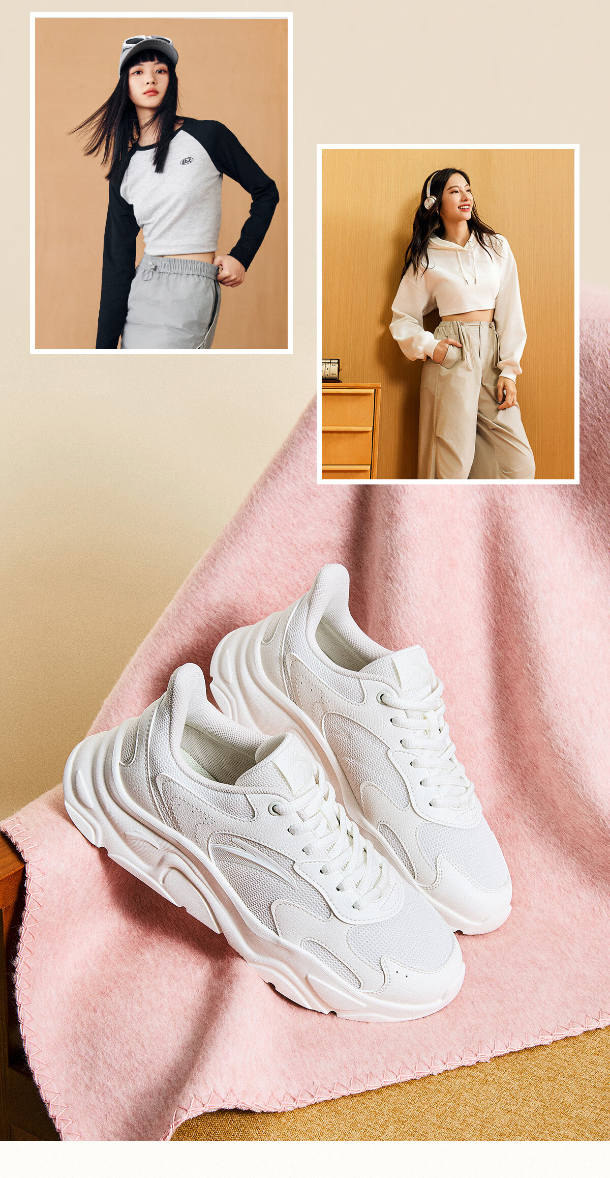 Anta Little Millennium Soft Sole Fashion Casual Shoes Women's Summer New Trendy Height Increasing Lightweight Breathable Sports Shoes 9