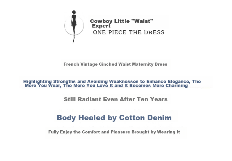Olrain Eurielle Lapel Denim Dress Women's Autumn Waist-Slim Vintage Petite Dress Prussian Blue L 2