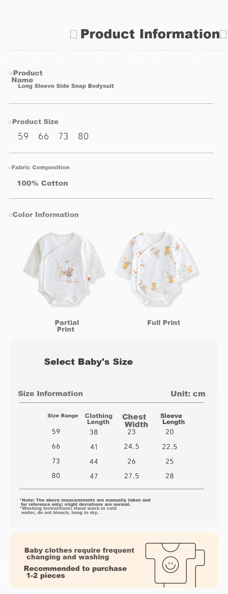 Babyprints Baby Romper 2-Pack Newborn Cotton Triangle Bodysuit Soft Belly Protection Unisex 59cm 2