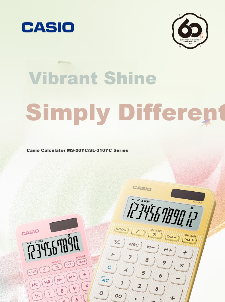 CASIO Dual Power Desktop Calculator 12-Digit Large Screen Solar MS-20YC Macaron Green 2