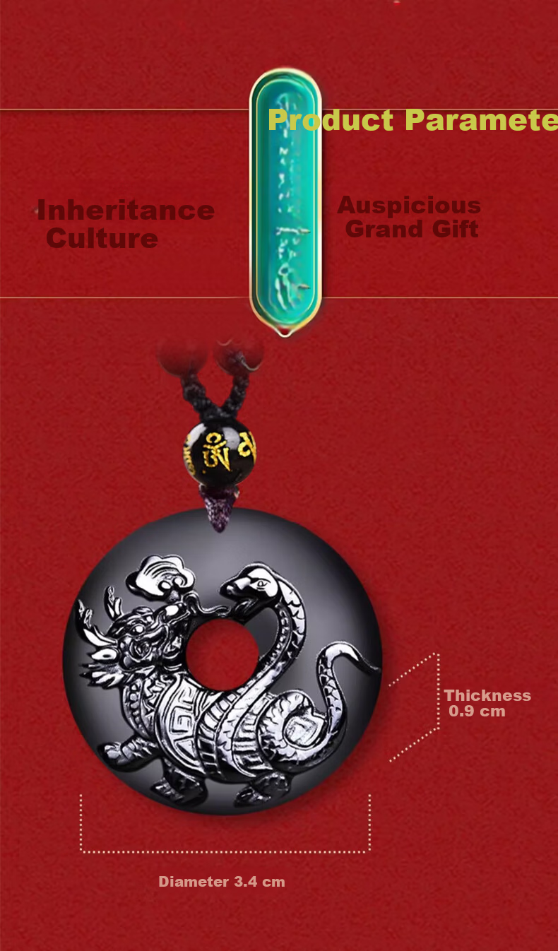 Li Juming Five Elements Water Deficiency Black Obsidian Xuanwu Pendant Northern Water God Snake Turtle Water Element Keychain Pendant Shui Ze Jie Gua 4