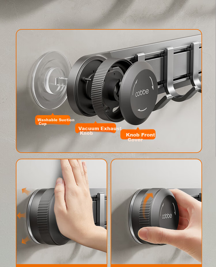 Cobbe Bathroom Hook No-Drill Suction Cup Strong Adhesive Hook Wall-Mounted Clothes Hanger for Dormitory Toilet 5