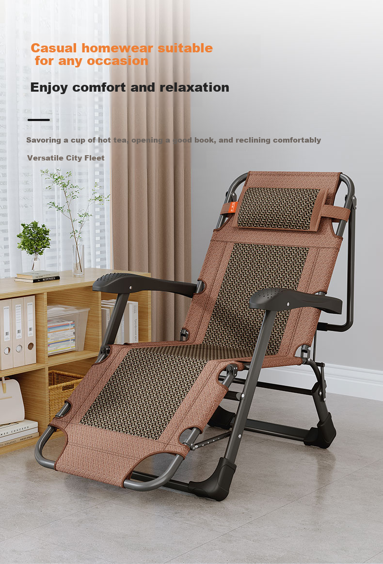 Aokai Fu Folding Bed Recliner Single Office Nap Bed Folding Chair Nap Chair Military Cot Wicker Weave 6