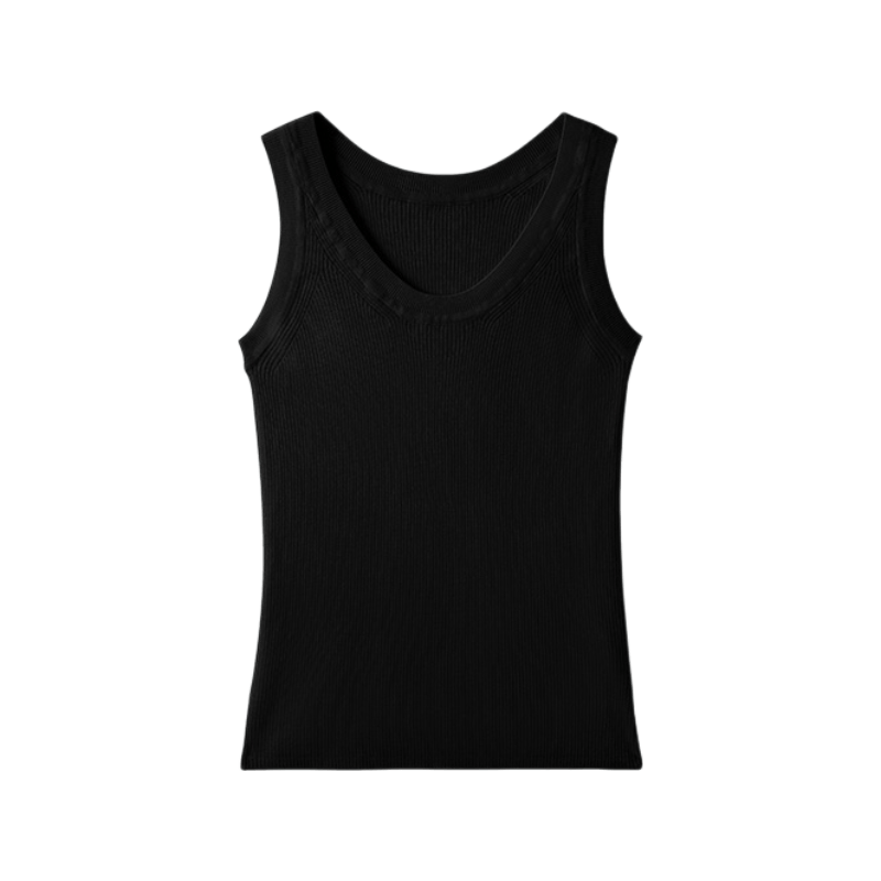 JD Jingzao Summer 100% Wool Base Vest Women Fine Merino Wool Sleeveless Top Tranquil Black M