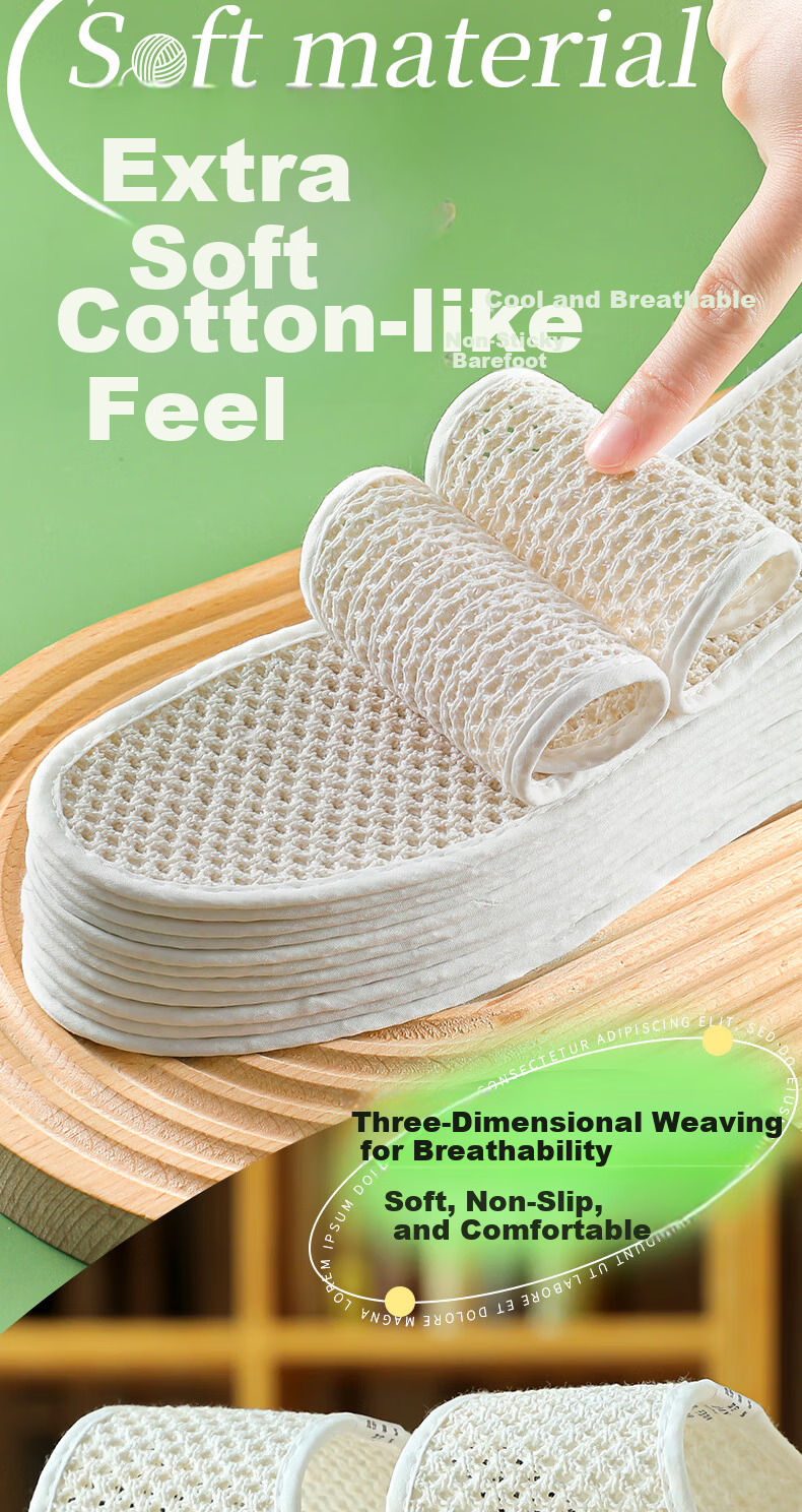 Nanjiren Cotton Linen Breathable Sweat-Absorbing Insoles for Men and Women, Comfortable, Odor-Resistant, Soft, Ultra-Thin Summer Running Insoles, Size 45 6