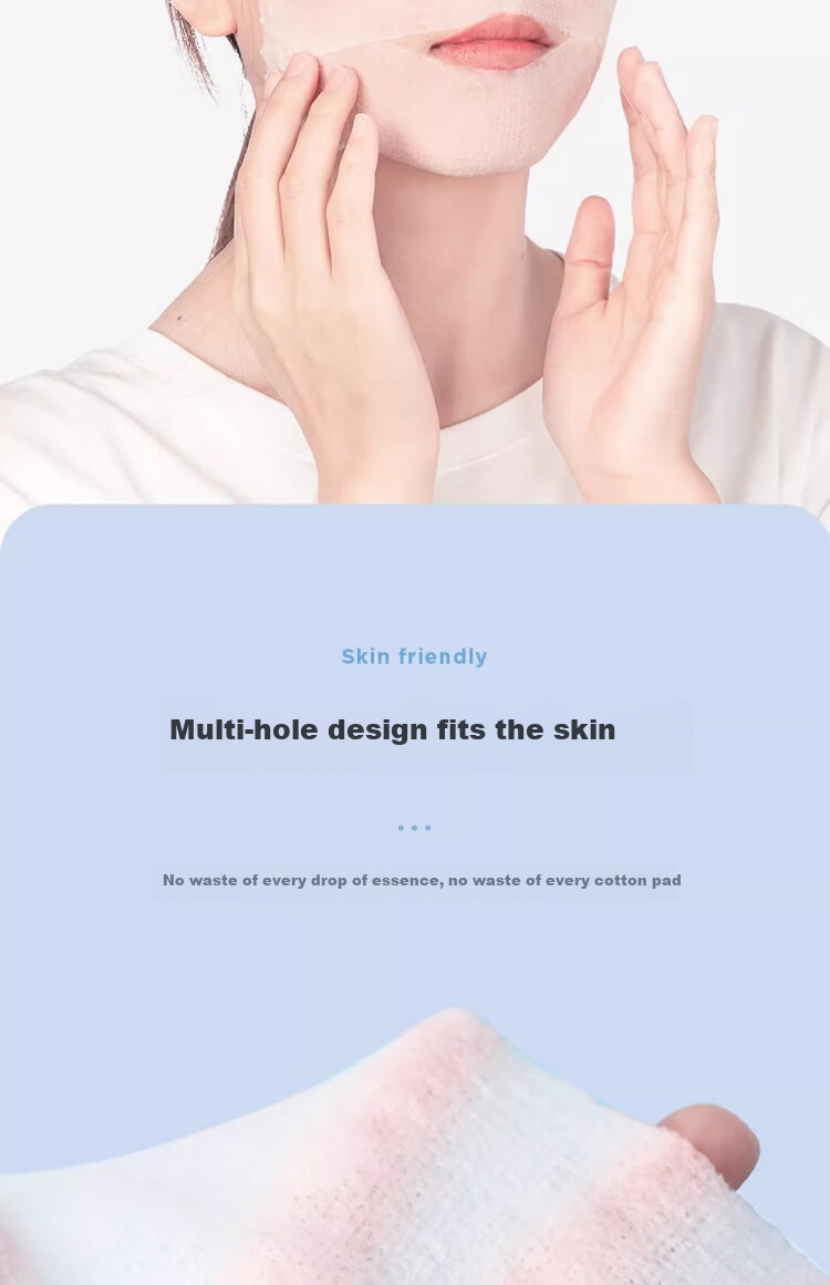 NHGAD Stretchable Open-Edge Facial Cotton Pads for Wet Dressing, Makeup Removal, Moisturizing Mask Paper 3-in-1 Perforated Sheets 7