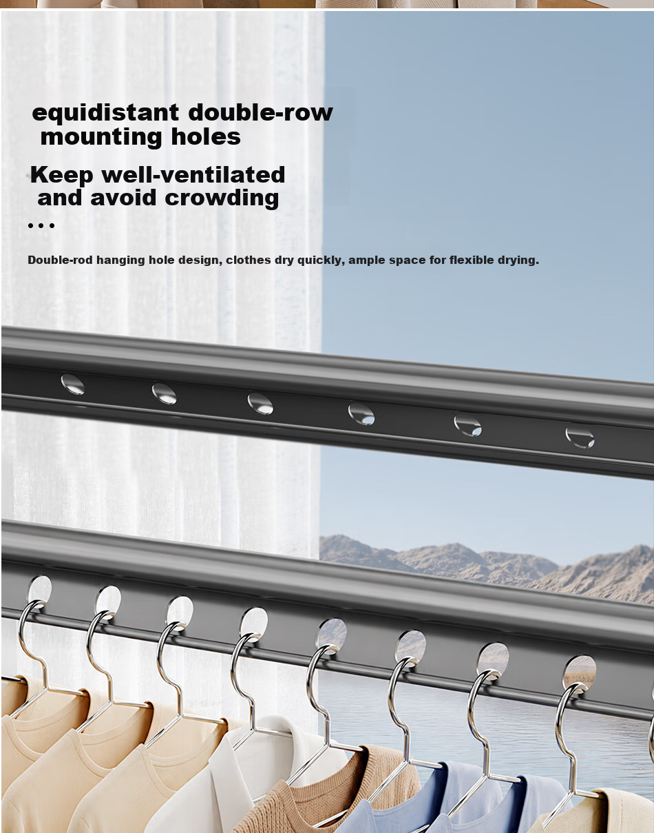 Fengshang Floor-Standing Clothes Drying Rack Foldable Laundry Rod for Home Balcony Bedroom Mobile Garment Hanger 8