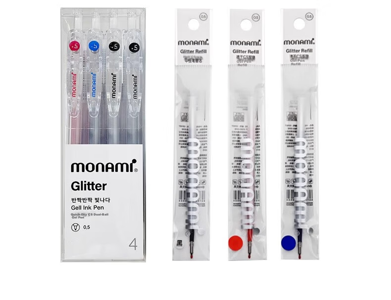 Monami CS Retractable Gel Pen Refills Dual Ballpoint Smooth Quick-Dry 0.5mm Black 20-Pack 02116T01 7