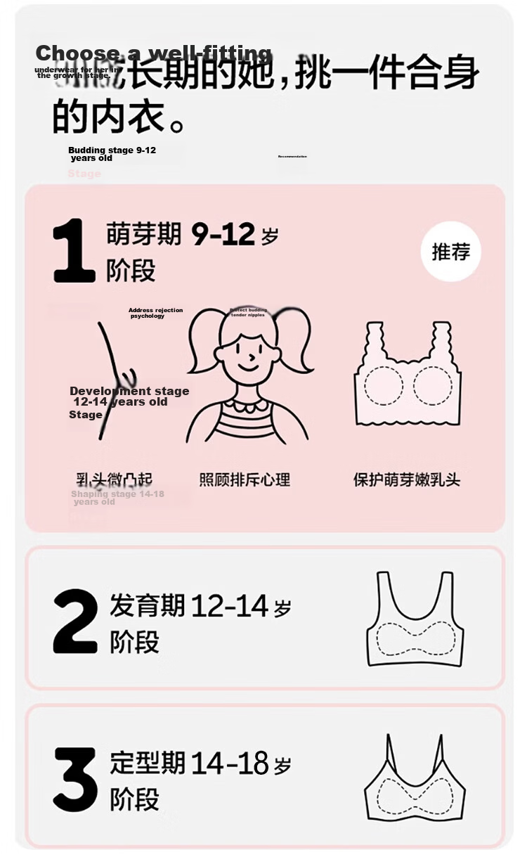 GUJIN Girls Bra Three-Stage Youth Development Period Junior High and High School Sports Bra Supportive Anti-Shock Posture Correction Summer 3