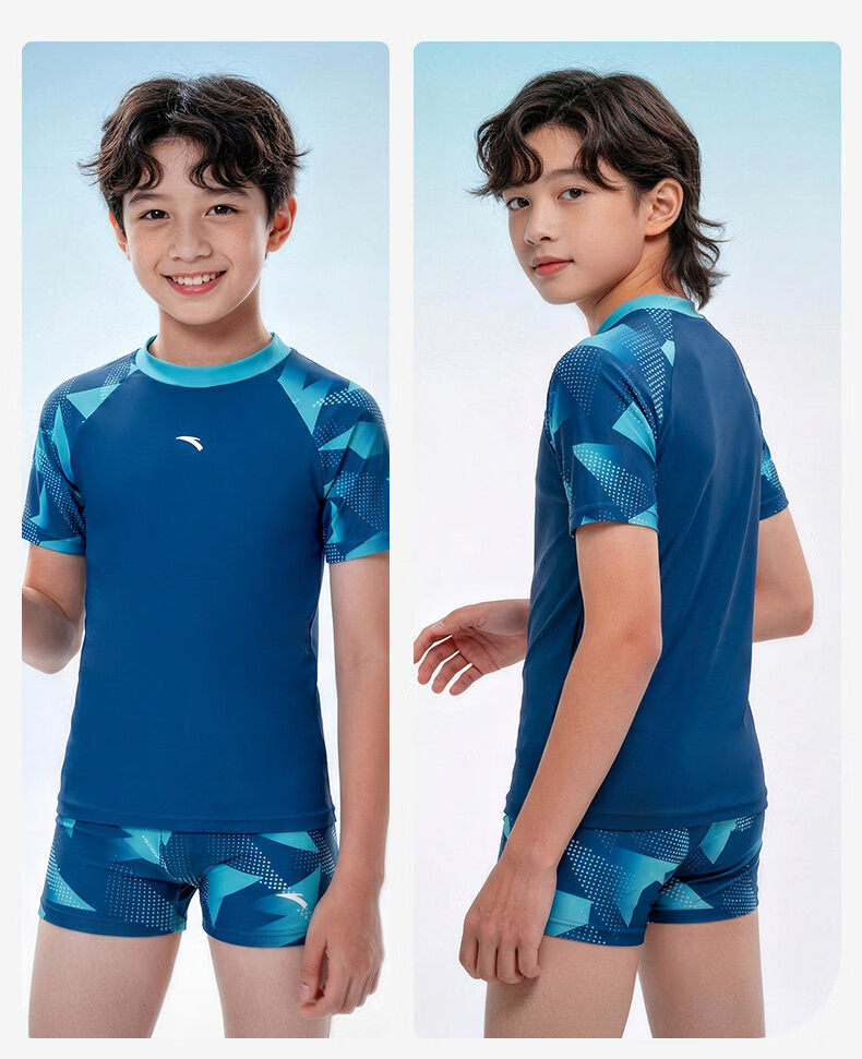 ANTA Kids Boys Two-Piece Quick-Dry Sun-Protective Swimsuit 2026 New Children's Youth Swim Training Suit 19