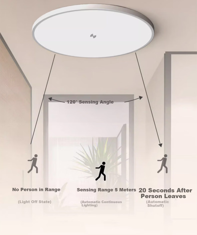 Labotareda Ultra-thin Three-proof Ceiling Light LED Infrared Human Body Sound Control Lamp for Stairs Corridor Hallway 10