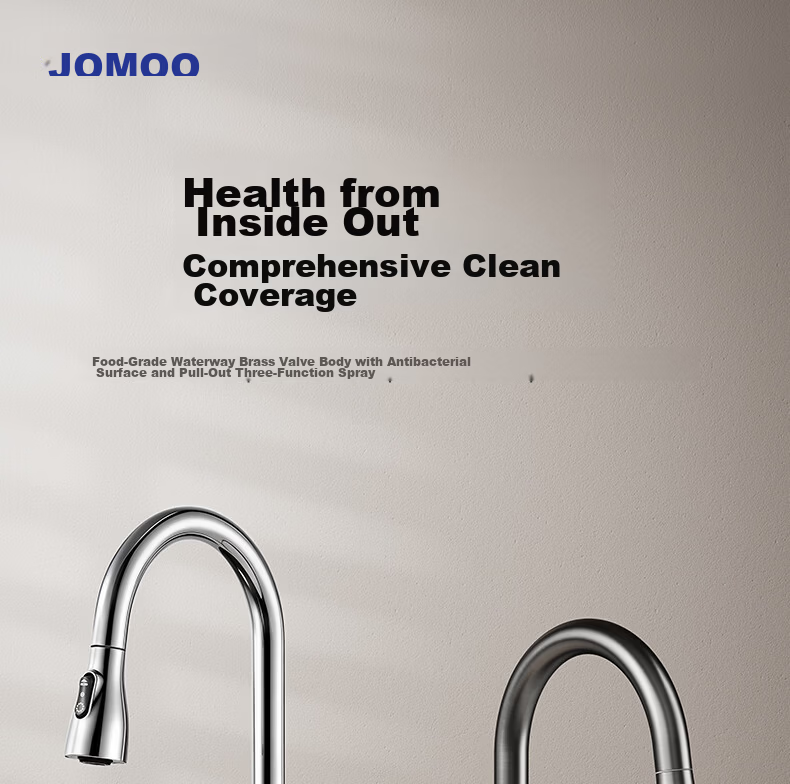 JOMOO Kitchen Faucet Dual Control Hot and Cold Pull-Out Brass Sink Faucet 33255 3