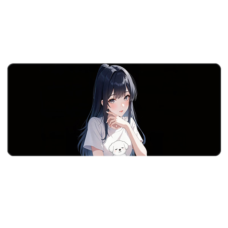 Juyingfeng Large Mouse Pad Cute Healing Fresh Cartoon Office Dorm Bedroom Laptop Mouse Keyboard Mat Lock Edge 800x300x2mm Cool Tone Girl