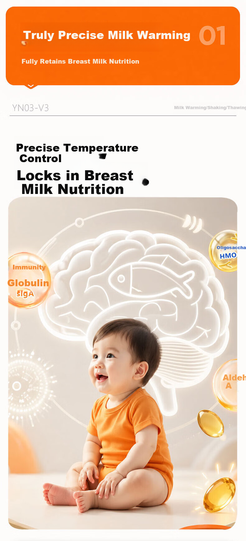 HeWu 2-in-1 Automatic Milk Warmer and Milk Shaker Bottle Warmer Breast Milk Thermostat Defrost Heater 6