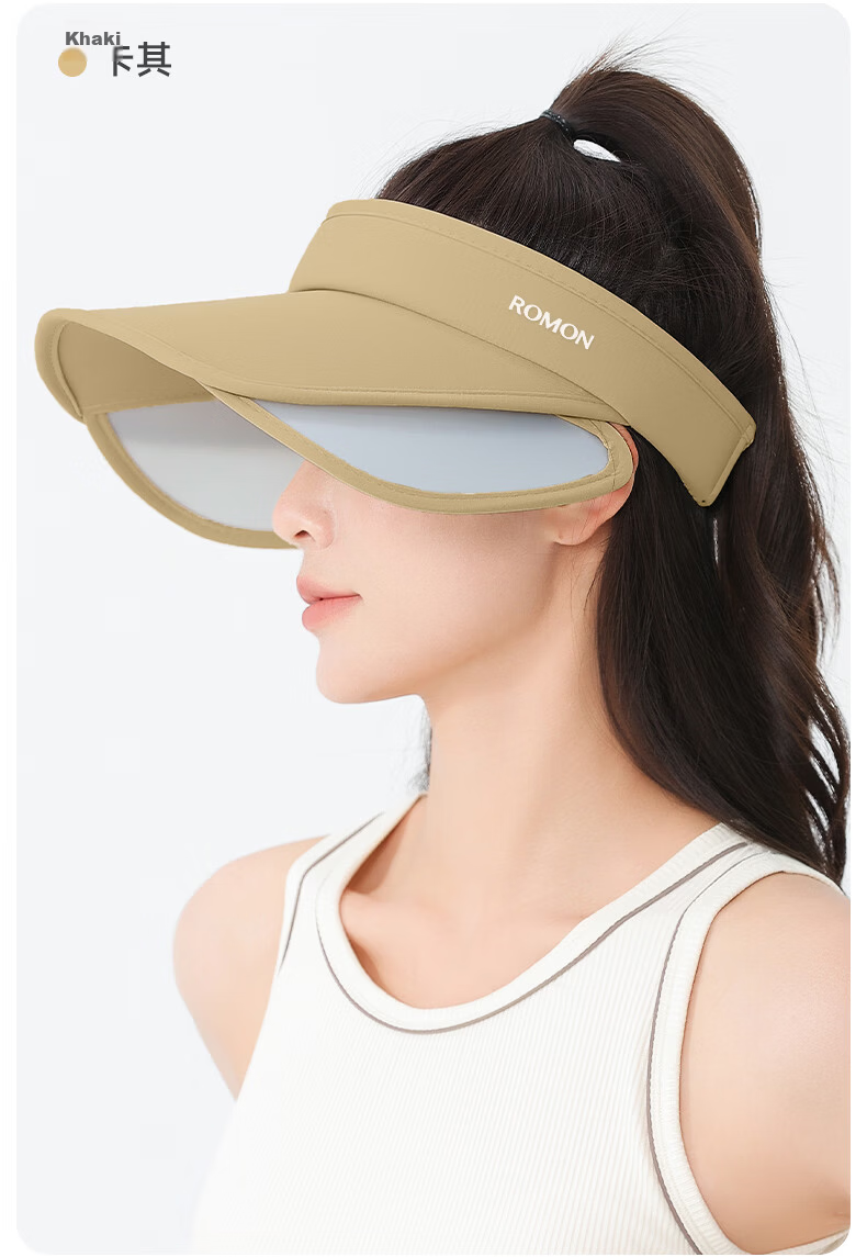 Romon Women's Sunscreen Hat UV Protection Retractable Wide Brim Sunshade Open Top Sun Hat 10