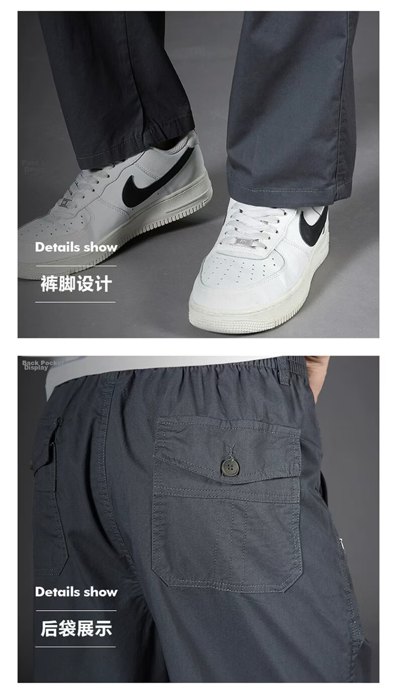 Jeanswest Men's Summer Lightweight Large Size Wide Leg Pure Cotton Work Pants New Loose Straight Business Trousers 18