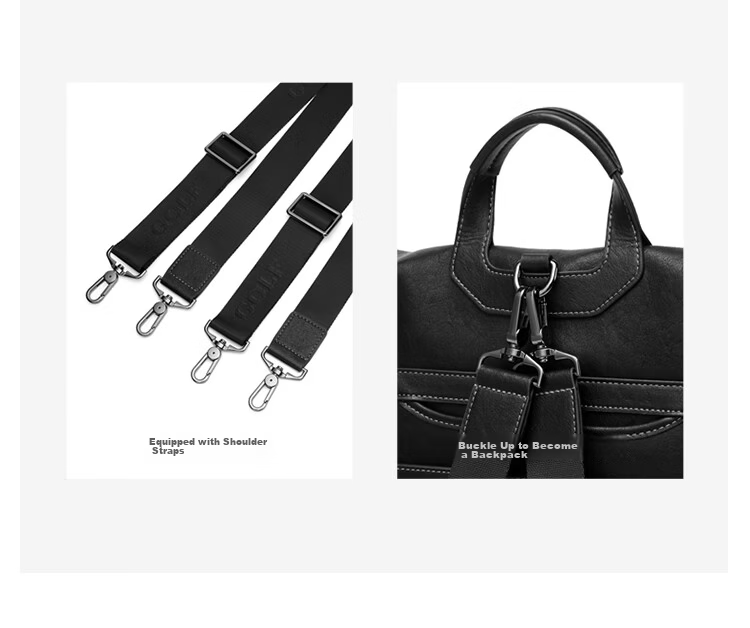 GOLF Business Briefcase Men's Soft Leather 14-inch Laptop Bag Multifunctional Shoulder Crossbody Backpack 15