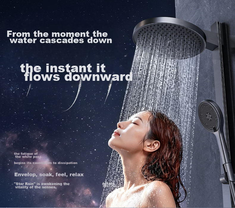 JOMOO Shower Faucet Set Piano Key Square Tube Curved Shower Head 36709-A66/HBS-1 10
