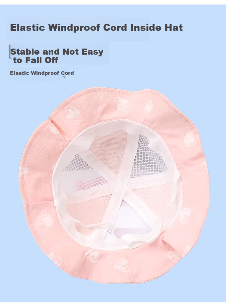 9i9 Baby Hat Summer Thin Breathable Sunshade Baby Bucket Hat Children's Fisherman Hat Sun Hat F31 Pink 0-2 Years 6
