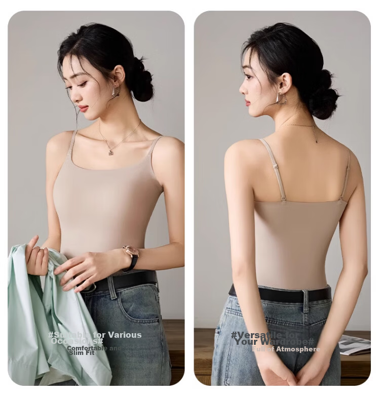 Langsha Women's Camisole Vest 2026 Summer New Seamless Built-in Bra Top with Chest Pad for Layering and Outerwear 15