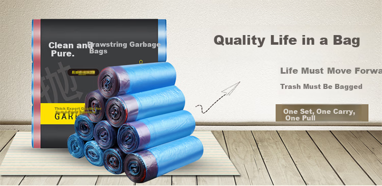 Jiecheng Thickened Drawstring Garbage Bags 15 Rolls 45x45cm 225pcs Double-Sided 2-Layer Large Handheld Kitchen Household Kitchen Waste Bags 1