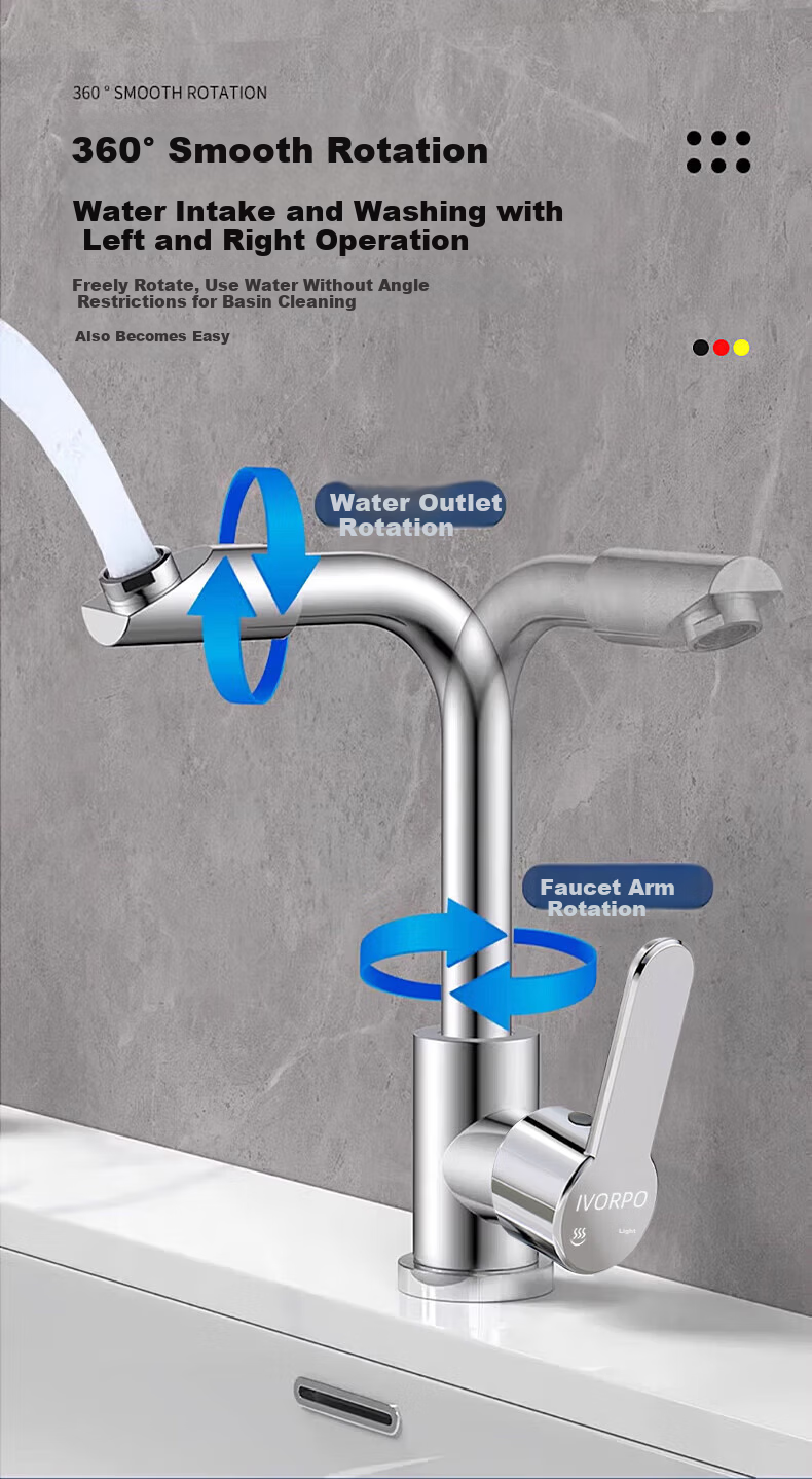 IVORPO German Basin Faucet Bathroom Sink Faucet Hot and Cold Water Two-in-One 2