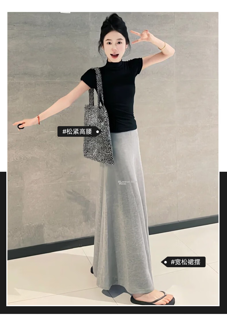 Langsha Women's Summer New Elastic High-Waist Elegant Long Mermaid Skirt Slim Fit A-Line Pencil Skirt 3