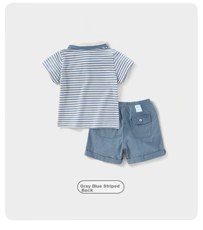 JELLYBABY 3D Polo Collar Summer Boys' Casual Set Lightweight Short Sleeve T-Shirt Loose Fit Comfortable 19