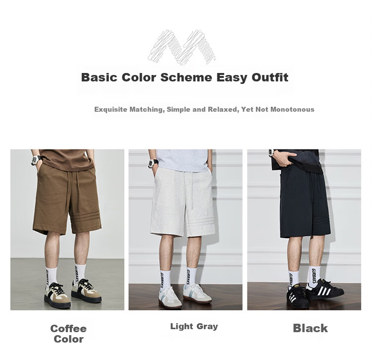 MARK FAIRWHALE Men's Summer Trendy American High Street Vintage Loose Straight Casual Sports Shorts 2