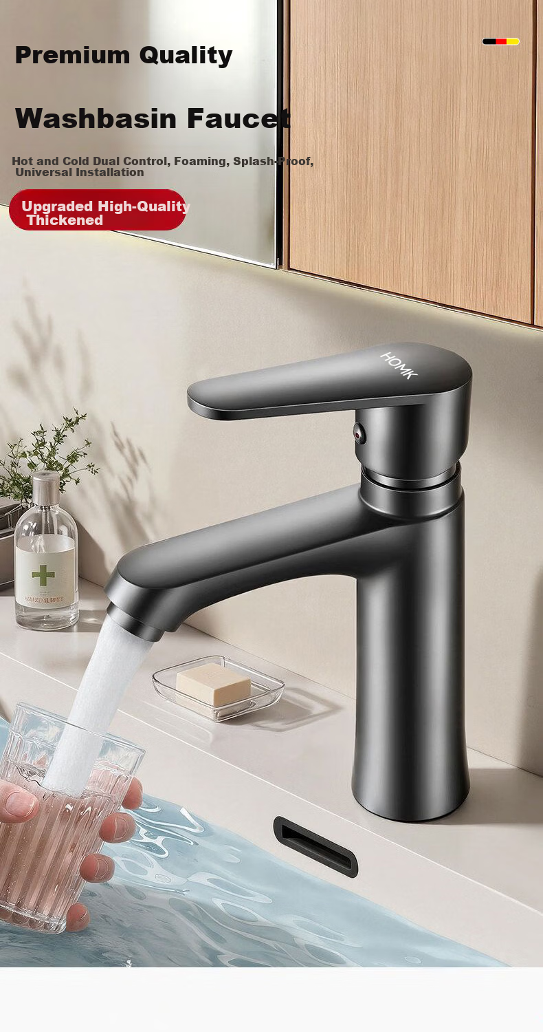 HOMK German Brass Bathroom Basin Faucet Hot and Cold Mixer Tap 1