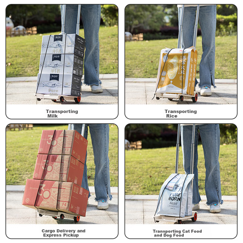 Younai Foldable Small Cart Lightweight Portable Mini Trolley Handcart for Home and Delivery