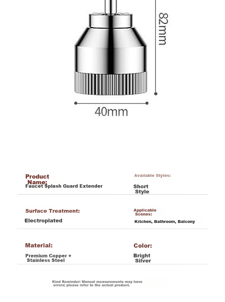 HOMK German Kitchen Faucet Extender Splash-Proof Universal Rotating Faucet Aerator Extension 8