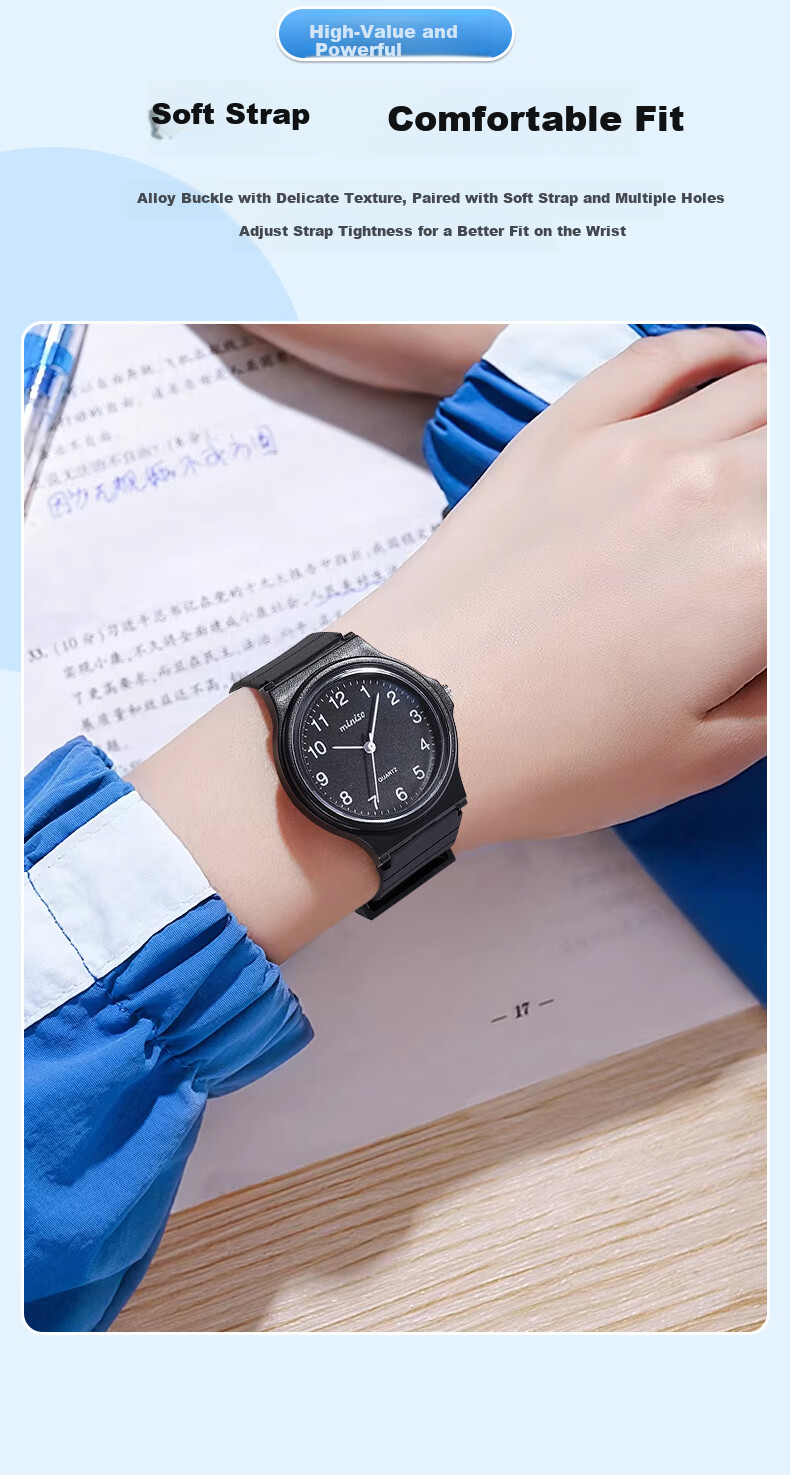 MINISO Men's Student Watch Waterproof Time-Only for Exams and Public Service Tests 13