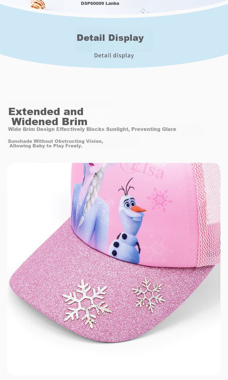 Disney Kids Girls Summer Mesh Baseball Cap Sun Protection Frozen Pink DSP60008 54cm 7