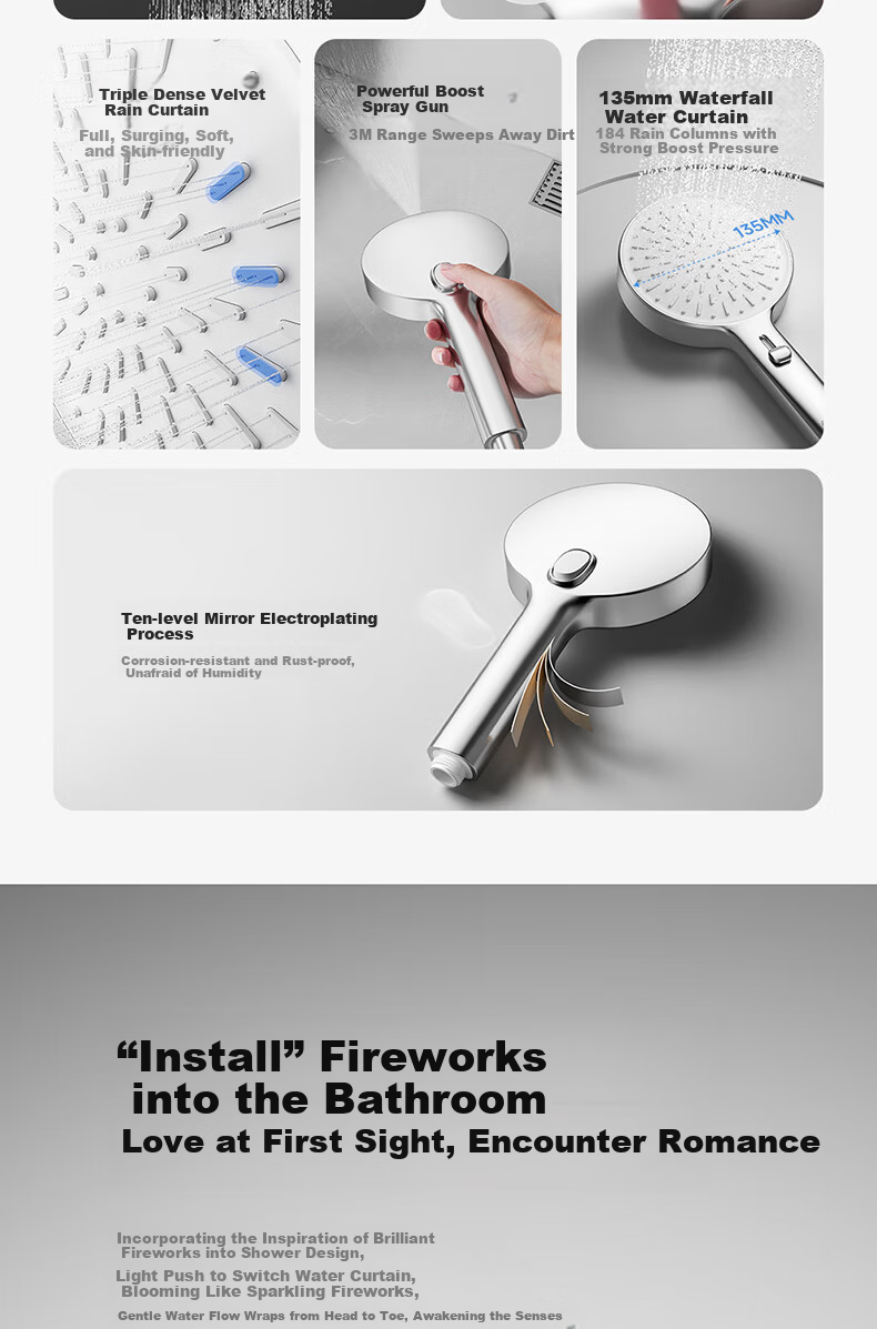 ARROW HS Handheld Shower Head High-Pressure Multi-Mode Handheld Bathroom Shower Sprayer 3
