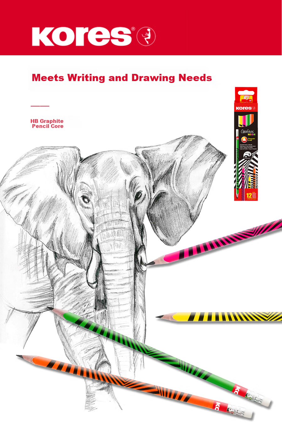 KORES Europe Kores HB Non-Toxic Pencil for Primary School First Grade Fashion Cartoon Writing Sketching Graphite Pencil Dream Series 12-Pack 92802 11
