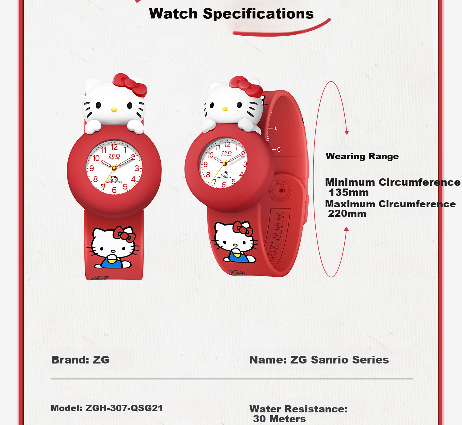 ZGO Sanrio Children's Watch for Ages 3-6, Kids' Day Gift, Girls' Kindergarten Baby Toy Digital Watch 307 20