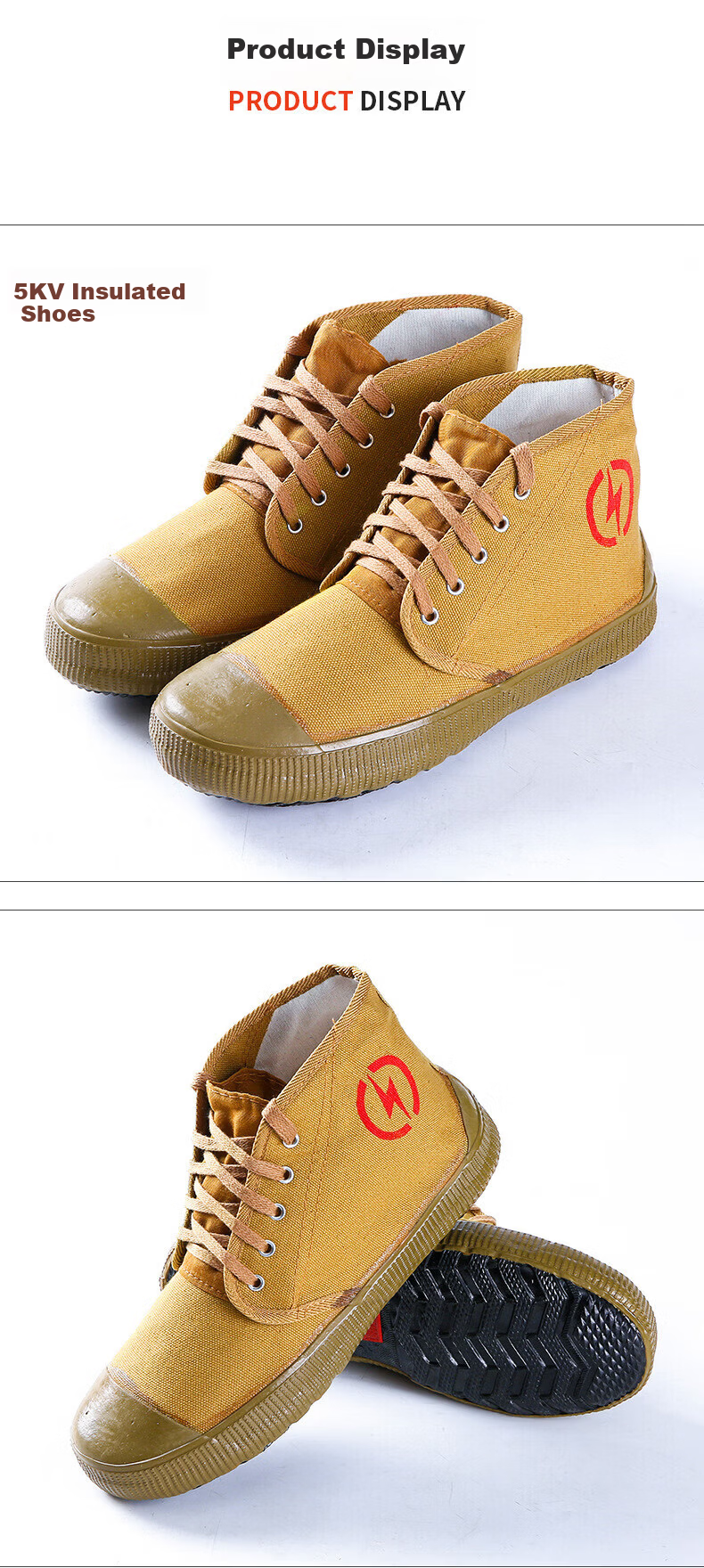 Lido According to Chen 5KV Electrical Insulation Shoes Labor Protection Canvas Breathable High-top Unisex High Voltage Yellow Rubber Work Shoes Customizable 9