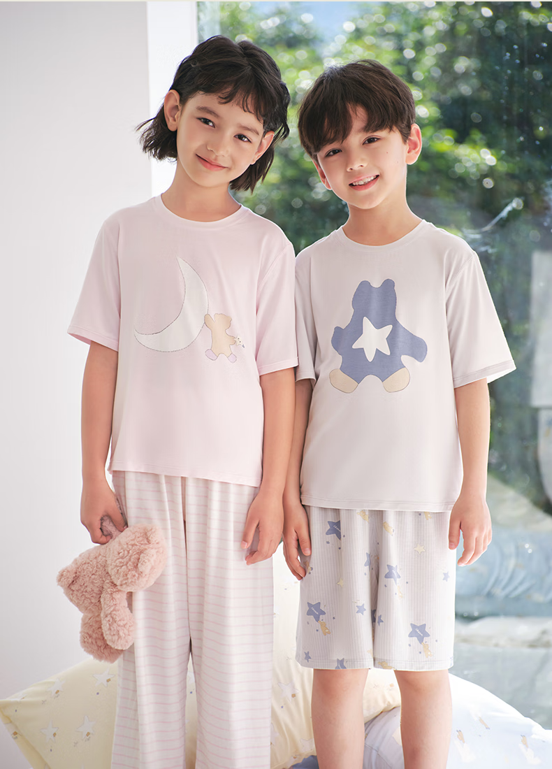 Like uu [Recommended by Zhu Dan] Children's Summer Thin Modal Pajamas for Boys and Girls 2026 New Arrival 24