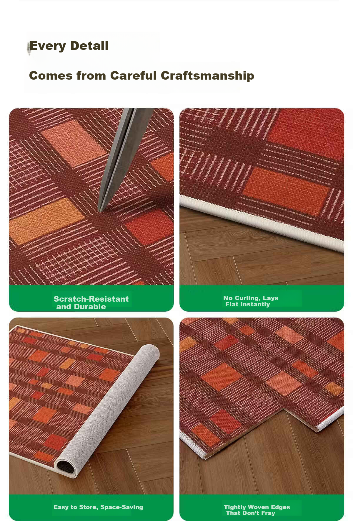 COMICOMI Small Coconut Square Entrance Floor Mat Non-Slip Cuttable Luxury Dust Removal 60*90cm 8